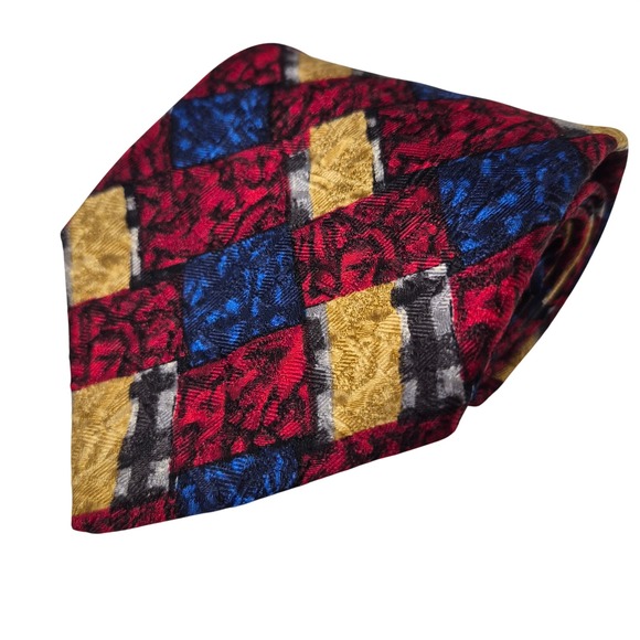 Ermenegildo Zegna Other - Ermenegildo Zegna Tie Mens Red Blue Geometric Abstract Silk Necktie Italy Office